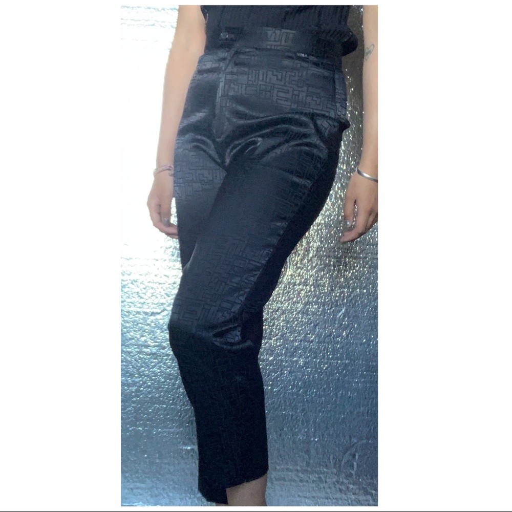 Vintage 90s black silky satin chiffon trousers
